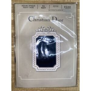 NOS Vintage Christian Dior Navy Agillon Opaque Panty Hose Size Petite New